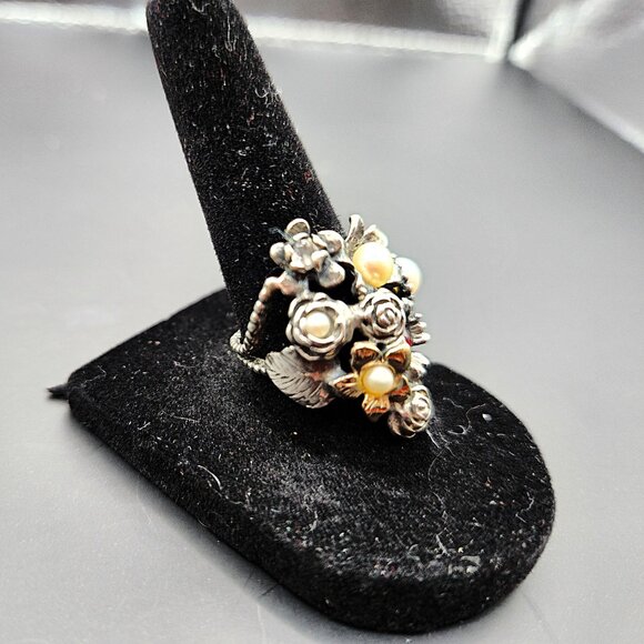 Pearl & Gem Garden Whimsy Floral Cluster ring – Size 7 - Picture 4 of 8